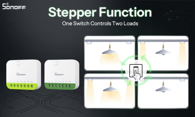 SONOFF MINI-2GS & MINI-ZB2GS Stepper Function: Control Two Loads with One Switch