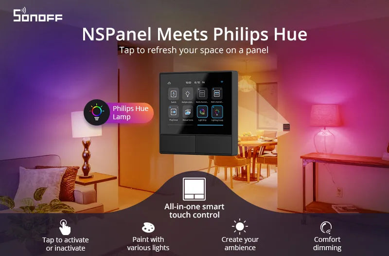 The complete guide to set up Philips Hue Bulbs on SONOFF NSPanel: get the perfect Hue lighting on a panel