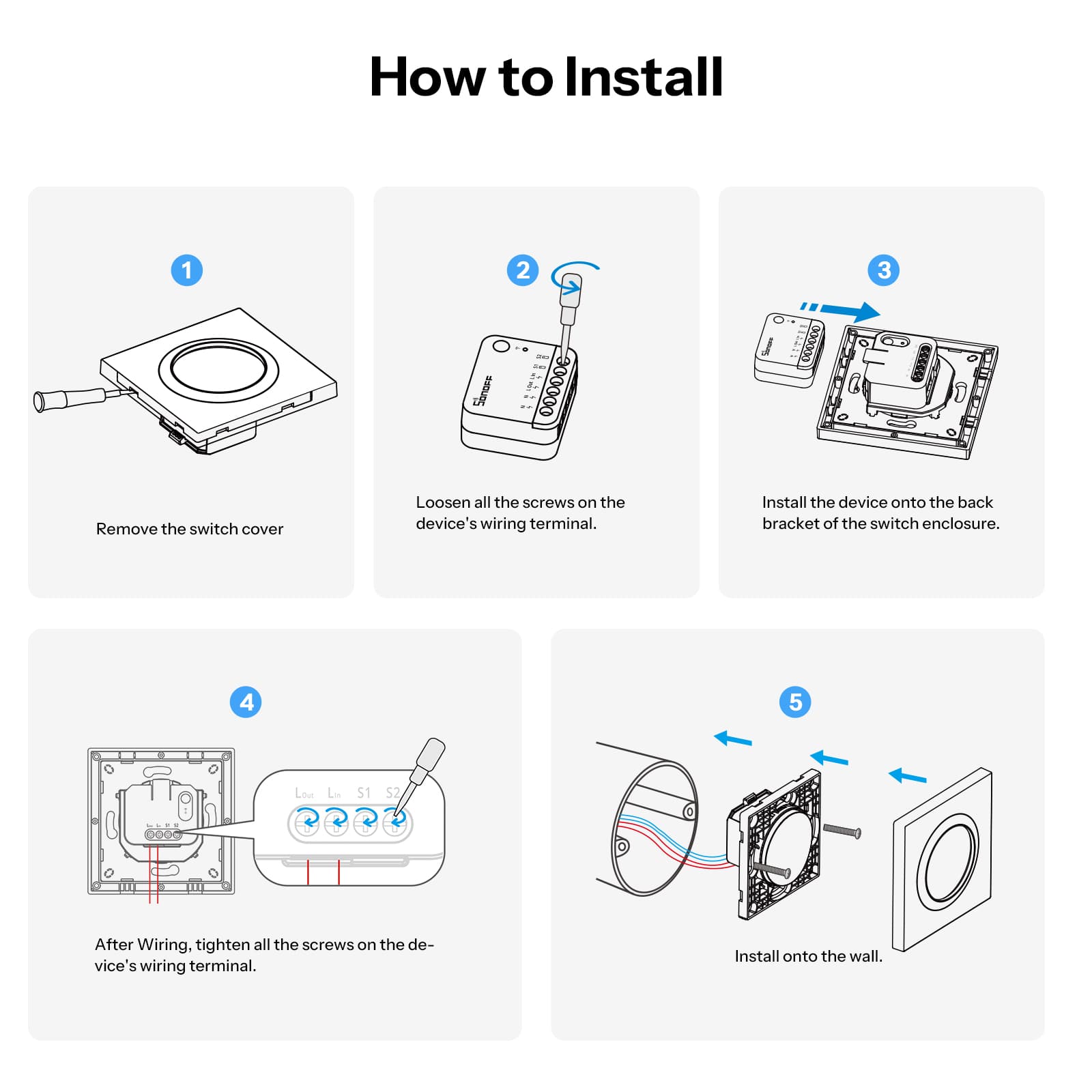 Caixa de Interruptor de Parede SONOFF | E1GS/E1GSL