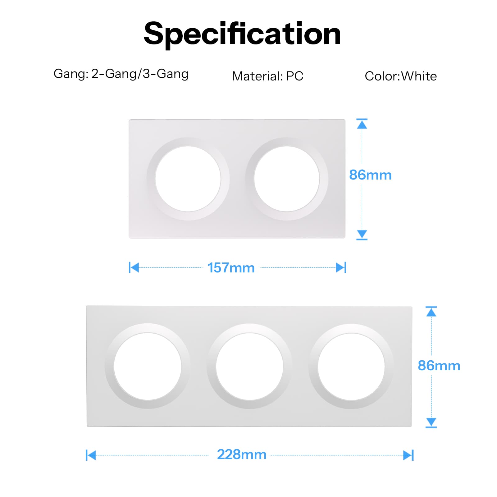 SONOFF Fusion Series Orb-2/3 Gang Wall Switch Frame | EF2G/EF3G
