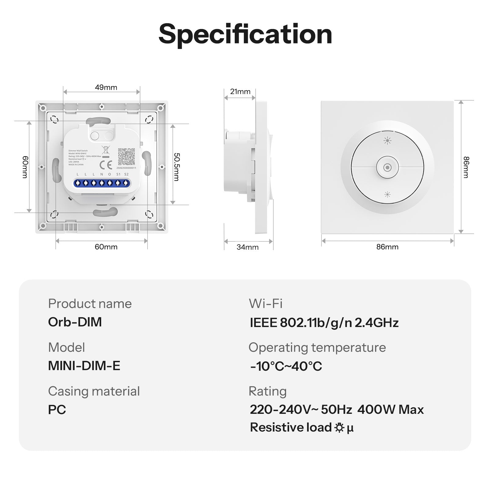 SONOFF Orb-DIM Matter Over WiFi Dimmer Wall Switch | MINI-DIM-E
