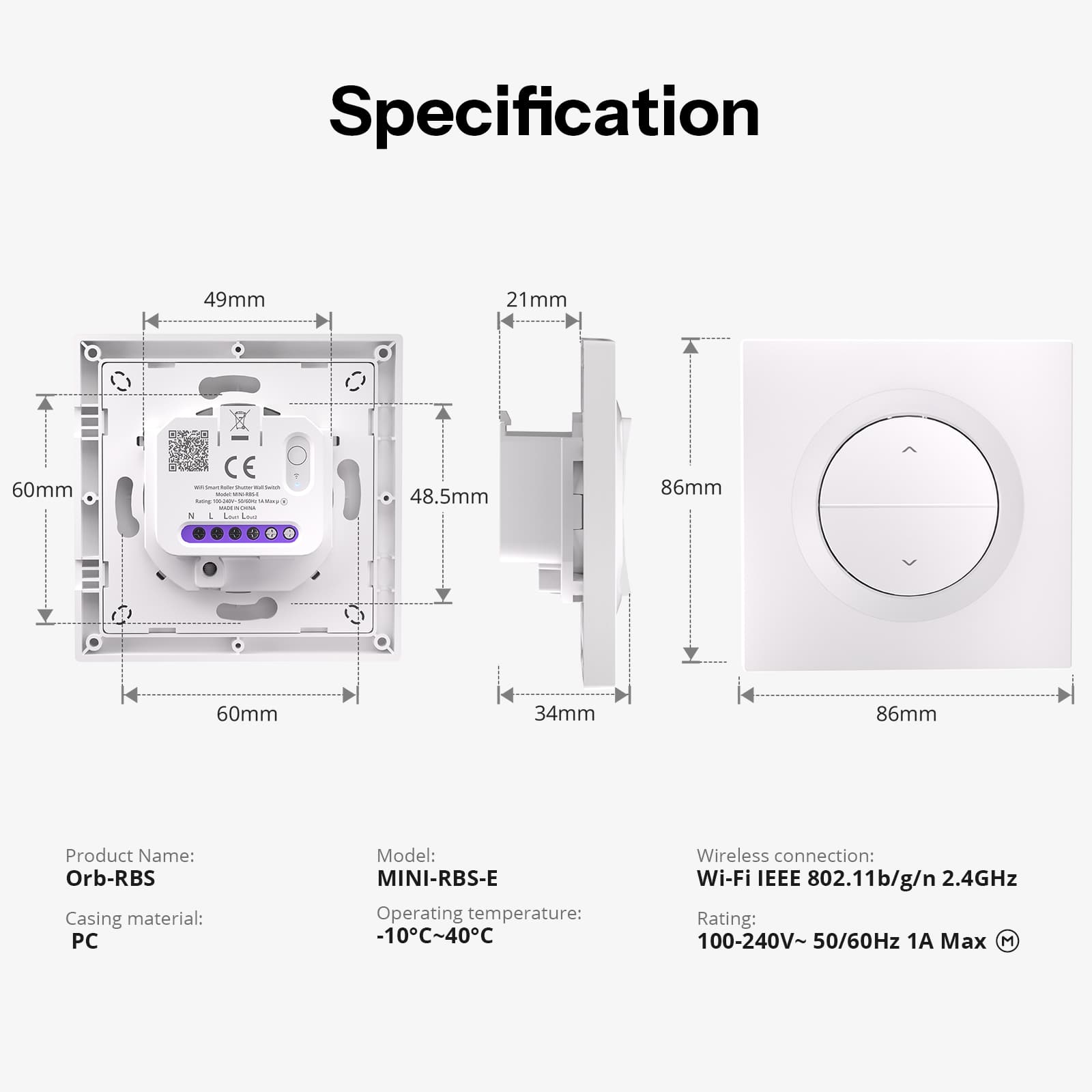SONOFF Matter Over WiFi Smart Roller Shutter Wall Switch | Orb-RBS