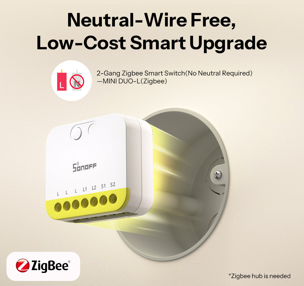 SONOFF MINI DUO-L 2-Gombos Zigbee Okos Kapcsoló | MINI-ZB2GS-L