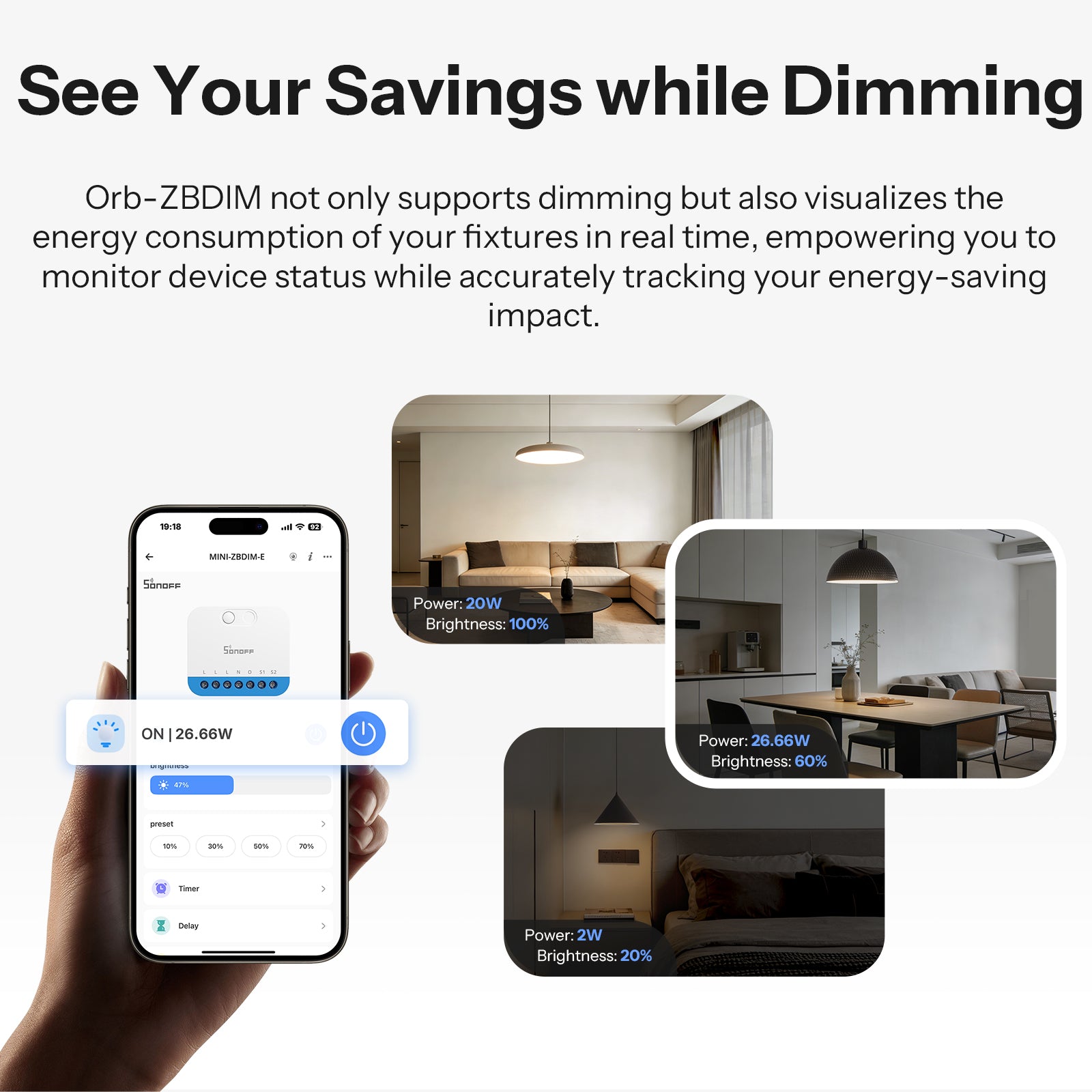 SONOFF Orb-ZBDIM Zigbee Dimmer Wall Switch | MINI-ZBDIM-E