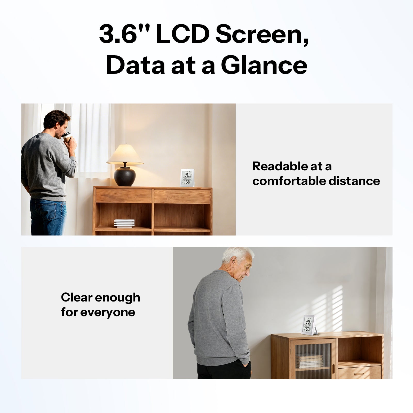 SONOFF AirGuard TH 3.6'' LCD Zigbee Temperature And Humidity Sensor | SNZB-02DR2