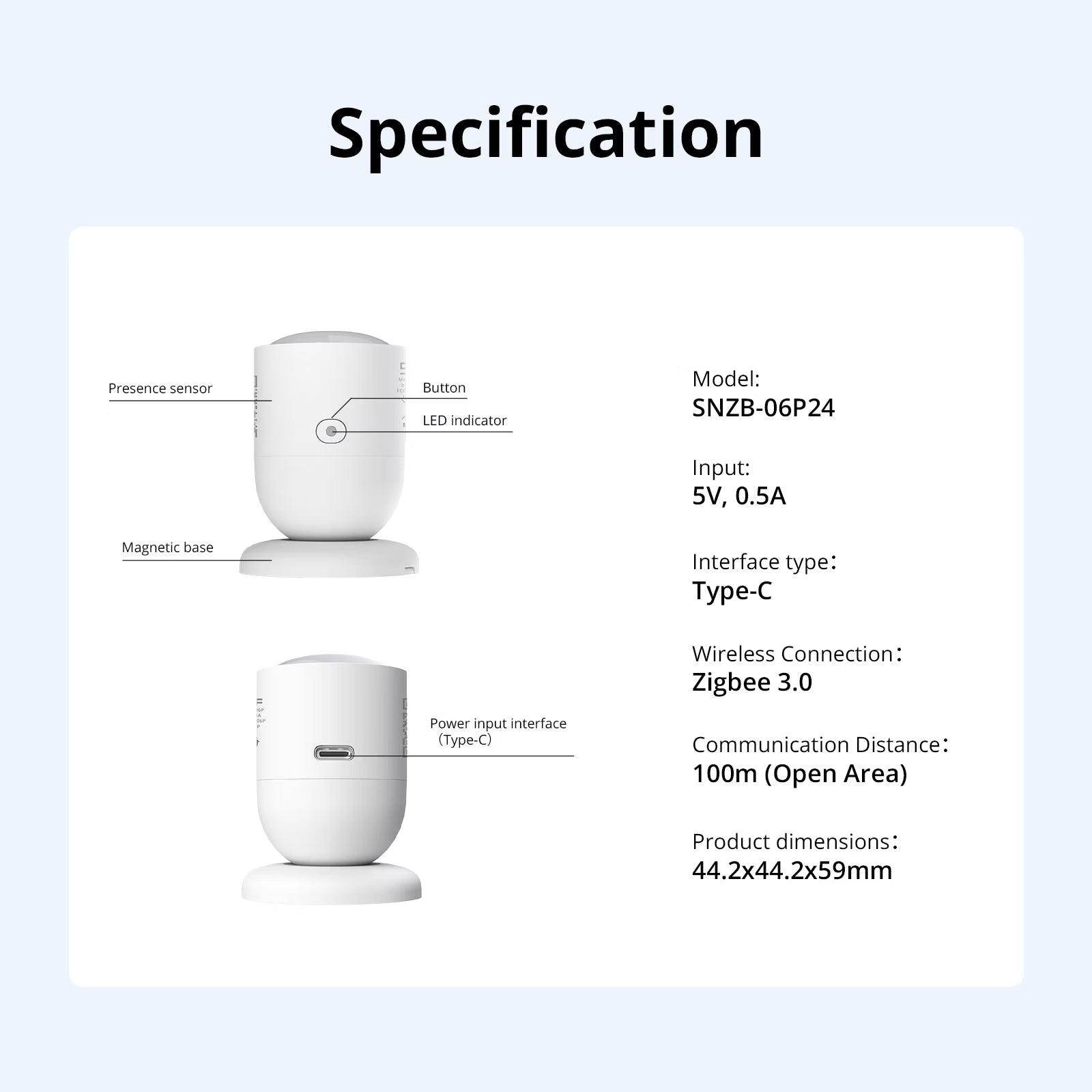 SONOFF SenseGuard Presence Core 24GHz Zigbee Human Presence Sensor | SNZB-06P24