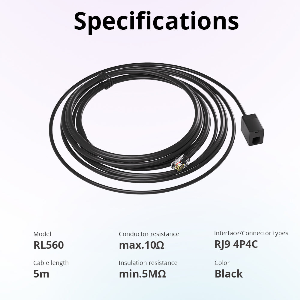 SONOFF RL560 5M Sensor Extension Cable for RJ9 4P4C Sensor