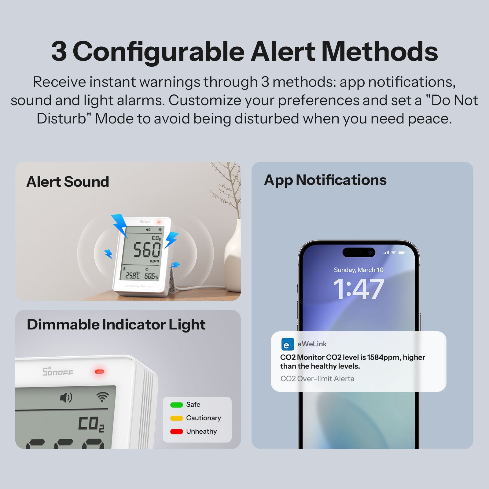 SONOFF AirGuard CO2 Matter Over Wi-Fi Air Quality Monitor | SAWF-08P
