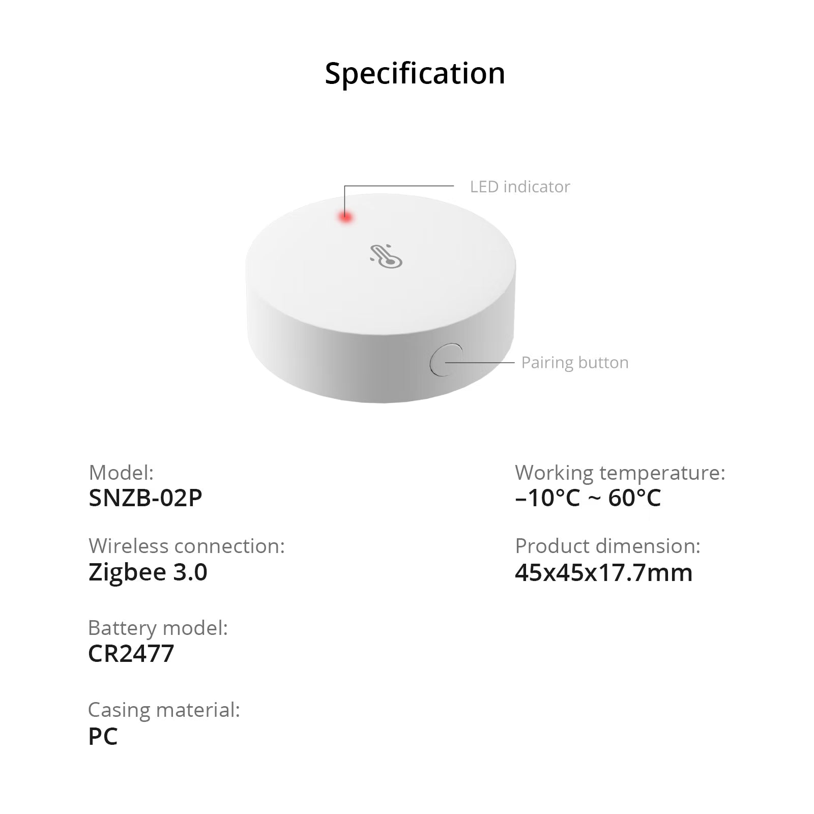 SONOFF Zigbee Temperature and Humidity Sensor | SNZB-02P