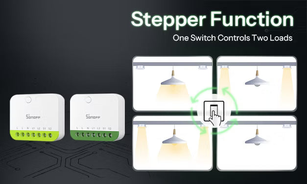 SONOFF MINI-2GS & MINI-ZB2GS Stepper Function: Control Two Loads with One Switch
