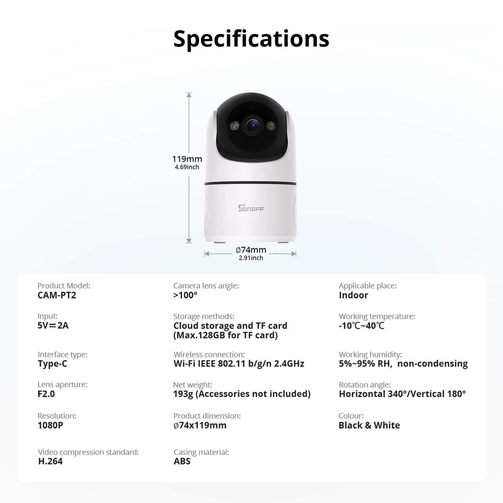 SONOFF CAM Pan-Tilt 2 Smart Indoor Home Security Camera | CAM-PT2