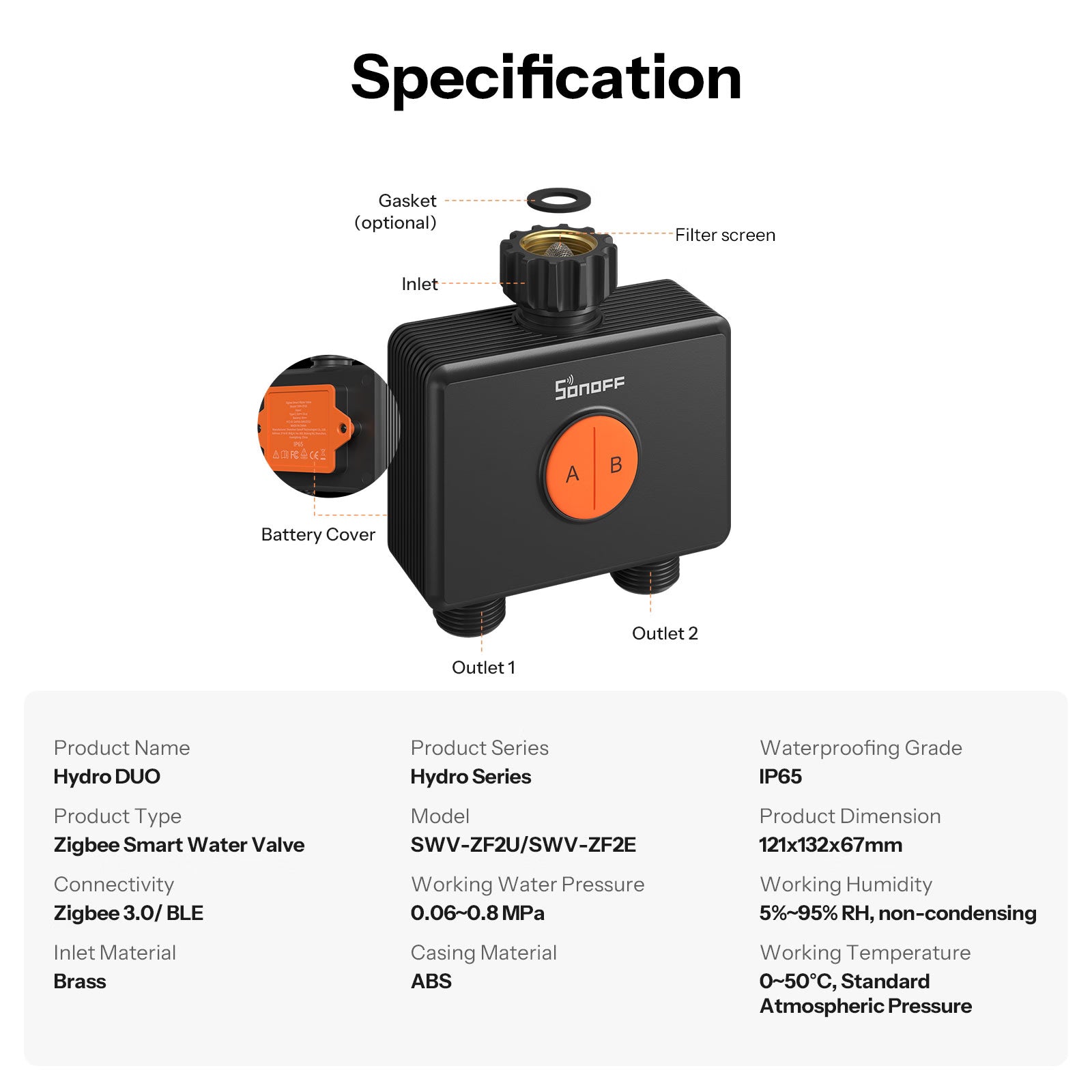 [Pre-Order] SONOFF Hydro DUO Dual-Channel Zigbee Smart Water Valve With Flow Meter | SWV-ZF2E/SWV-ZF2U