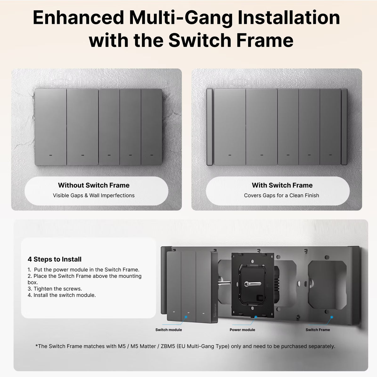SONOFF SwitchMan Matter Over WiFi Smart Wall Switch | M5 Matter 80 Type