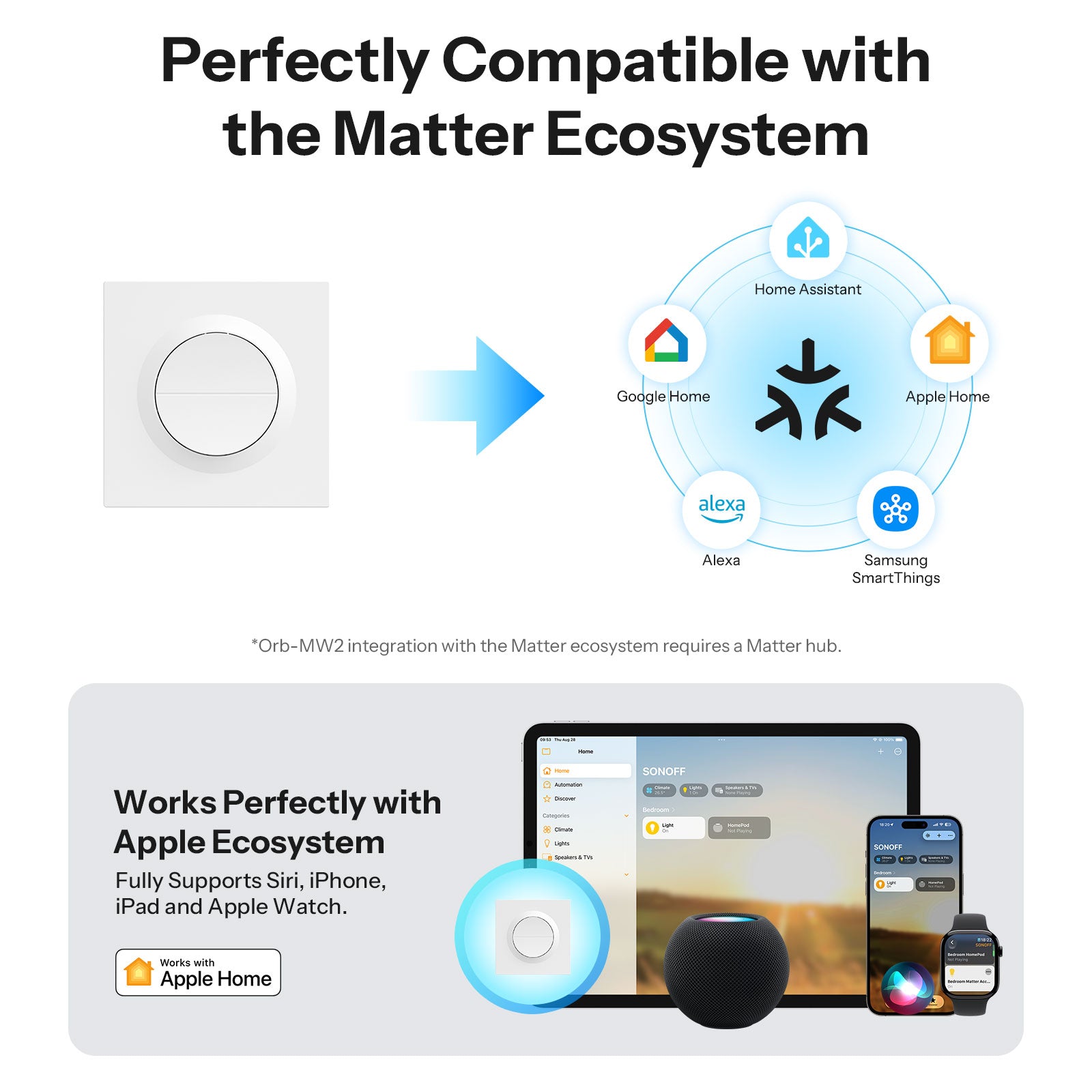 SONOFF Orb-MW2 Matter Over WiFi Double Smart Wall Switch | MINI-2GS-E