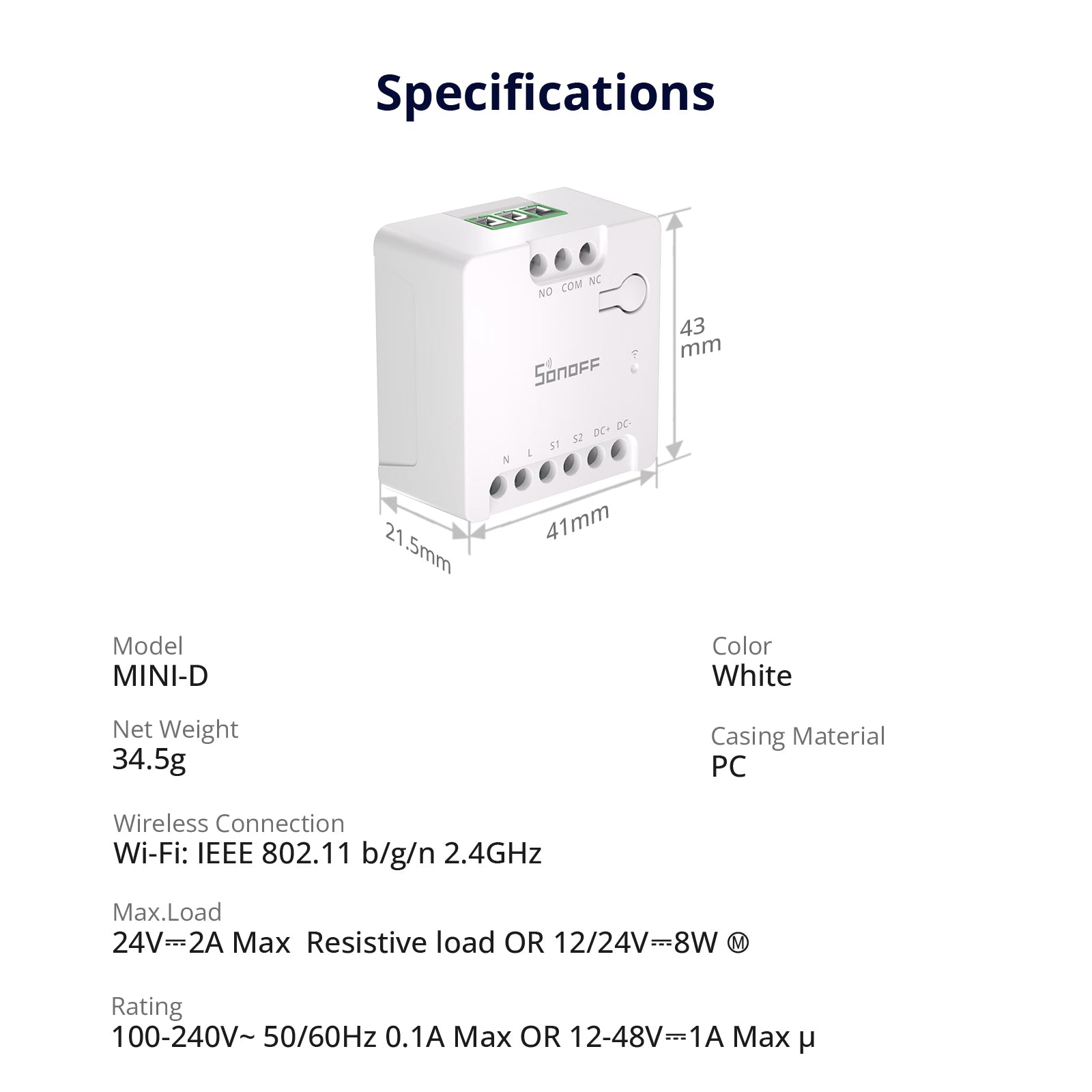 SONOFF MINI Dry Wi-Fi Smart Switch | MINI-D