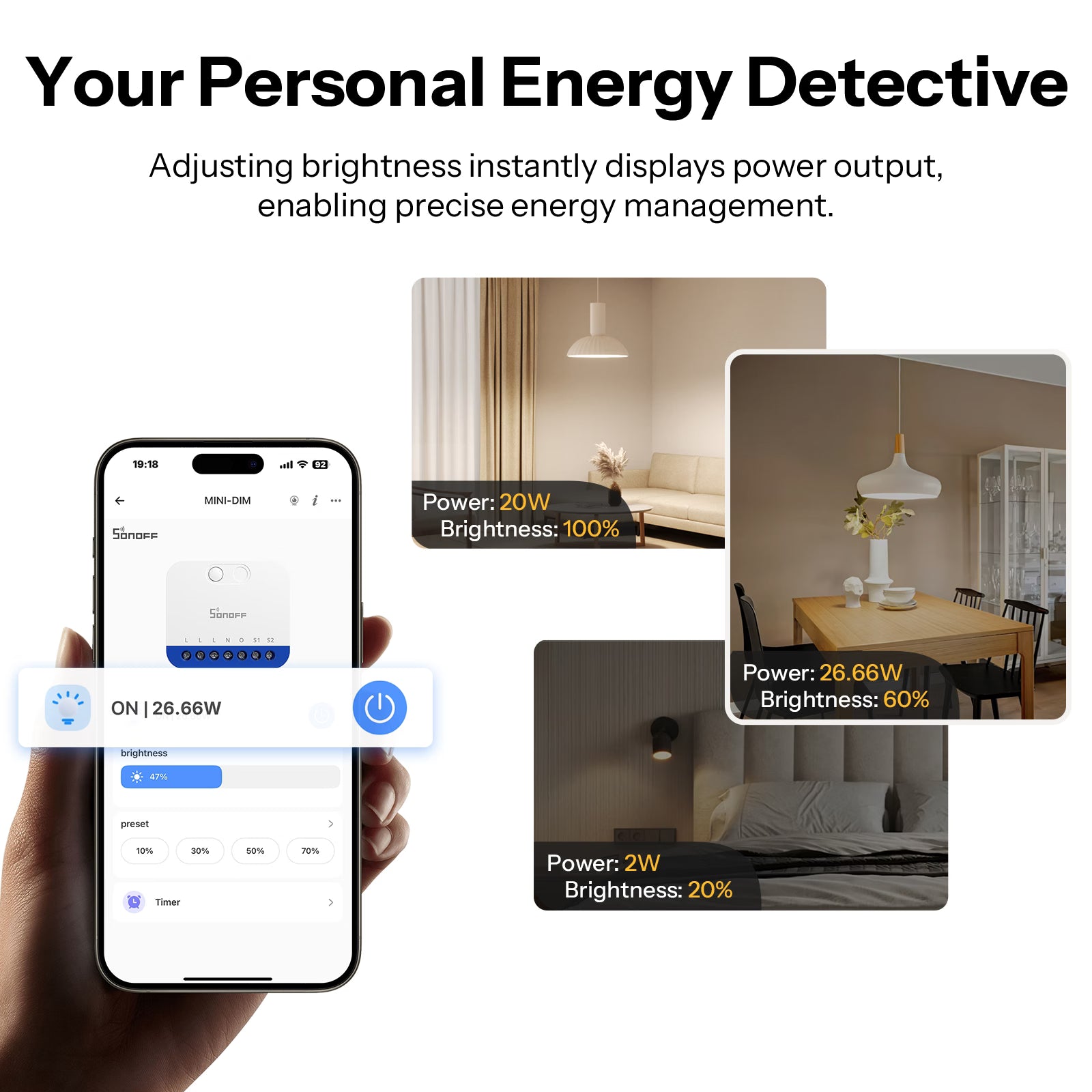 SONOFF MINI Extrem Matter Over WiFi Dimmer-Schalter | MINI-DIM
