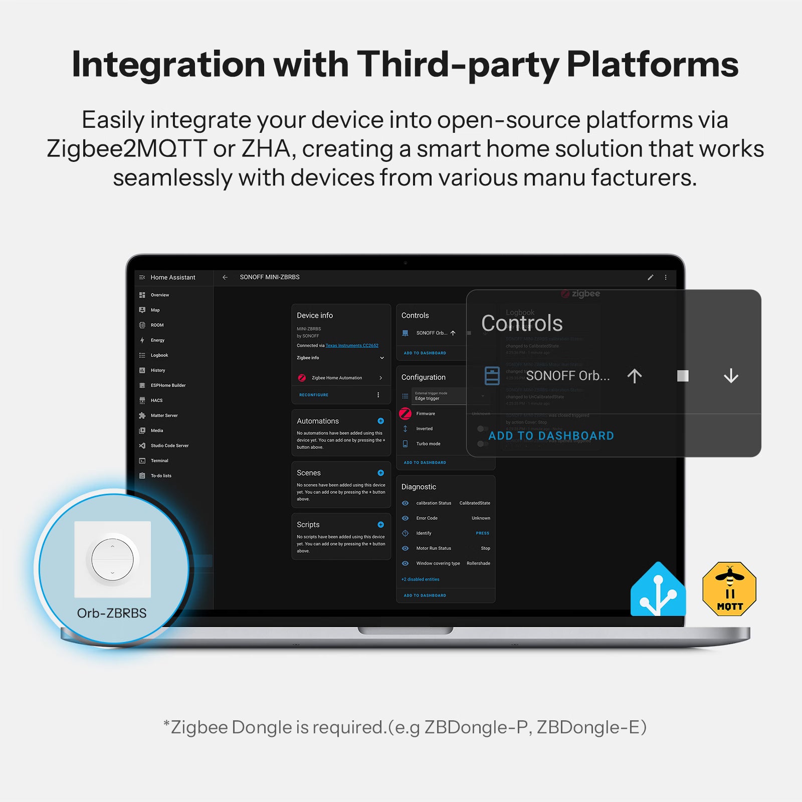 SONOFF Fusion Series Orb-ZBRBS Interruttore a Parete Intelligente per Tapparelle Zigbee | MINI-ZBRBS-E