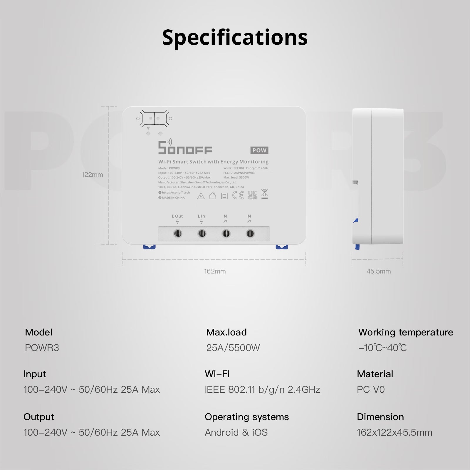 SONOFF POWR3 High Power Smart Switch