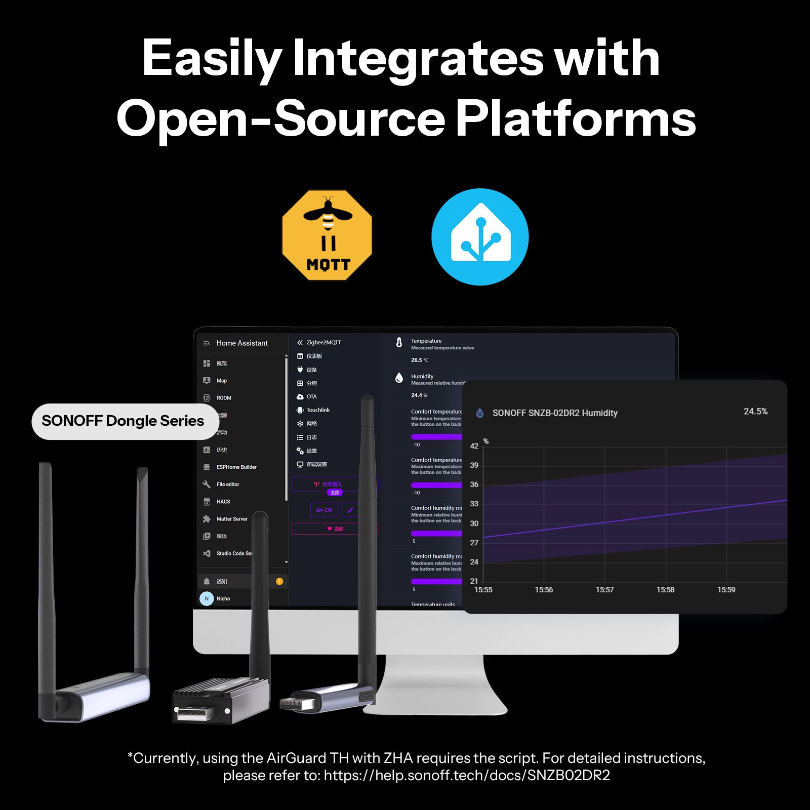 SONOFF AirGuard TH 3.6'' LCD Zigbee Temperature And Humidity Sensor | SNZB-02DR2