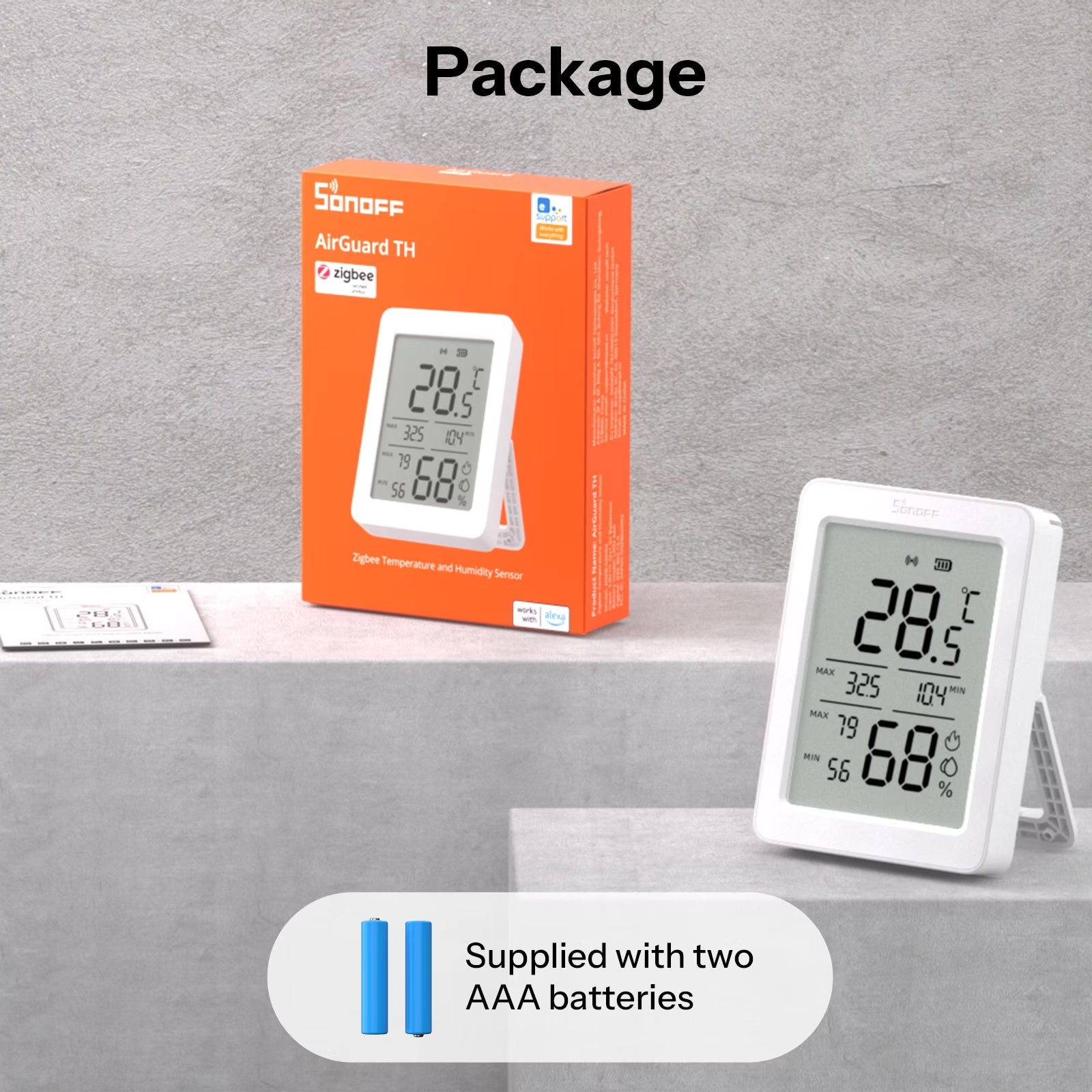 SONOFF AirGuard TH 3,6'' LCD Zigbee Hőmérséklet- és Páratartalom-érzékelő | SNZB-02DR2