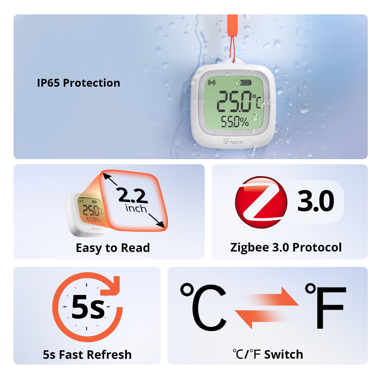 SONOFF SNZB-02WD IP65 Zigbee LCD  Smart Temperature Humidity Sensor