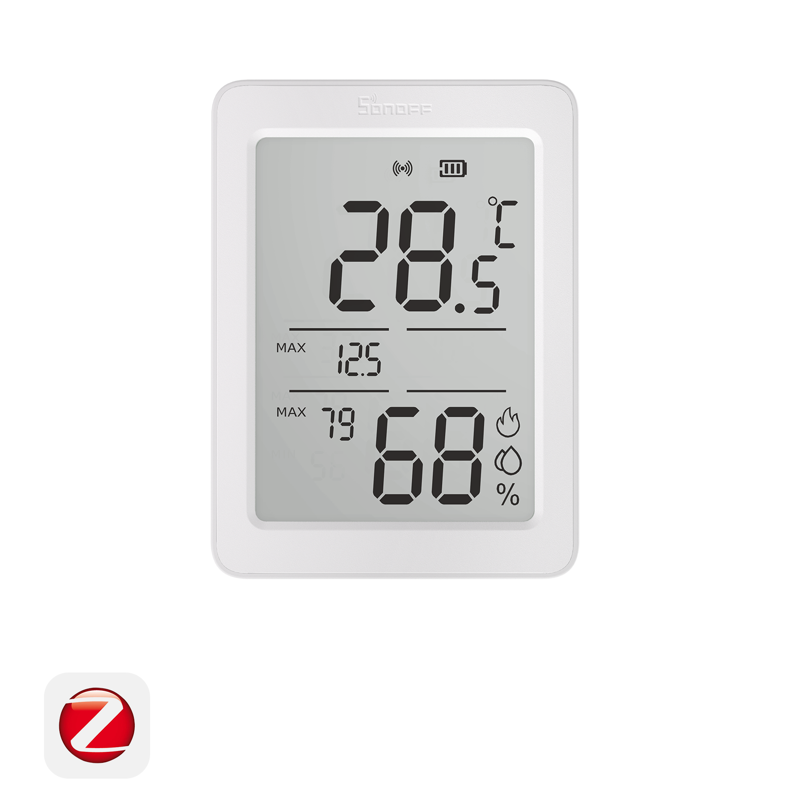 SONOFF AirGuard TH 3,6'' LCD Zigbee Temperatur- und Luftfeuchtigkeitssensor | SNZB-02DR2